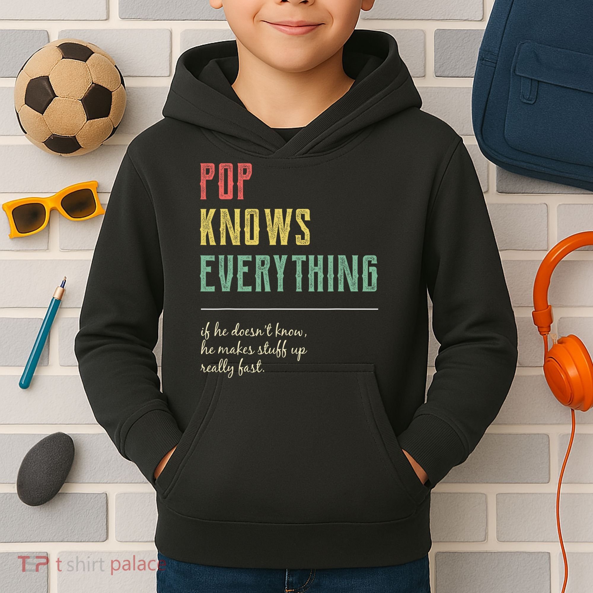 Pop For Grandpa Pop Knows Everything Kids Hoodie
