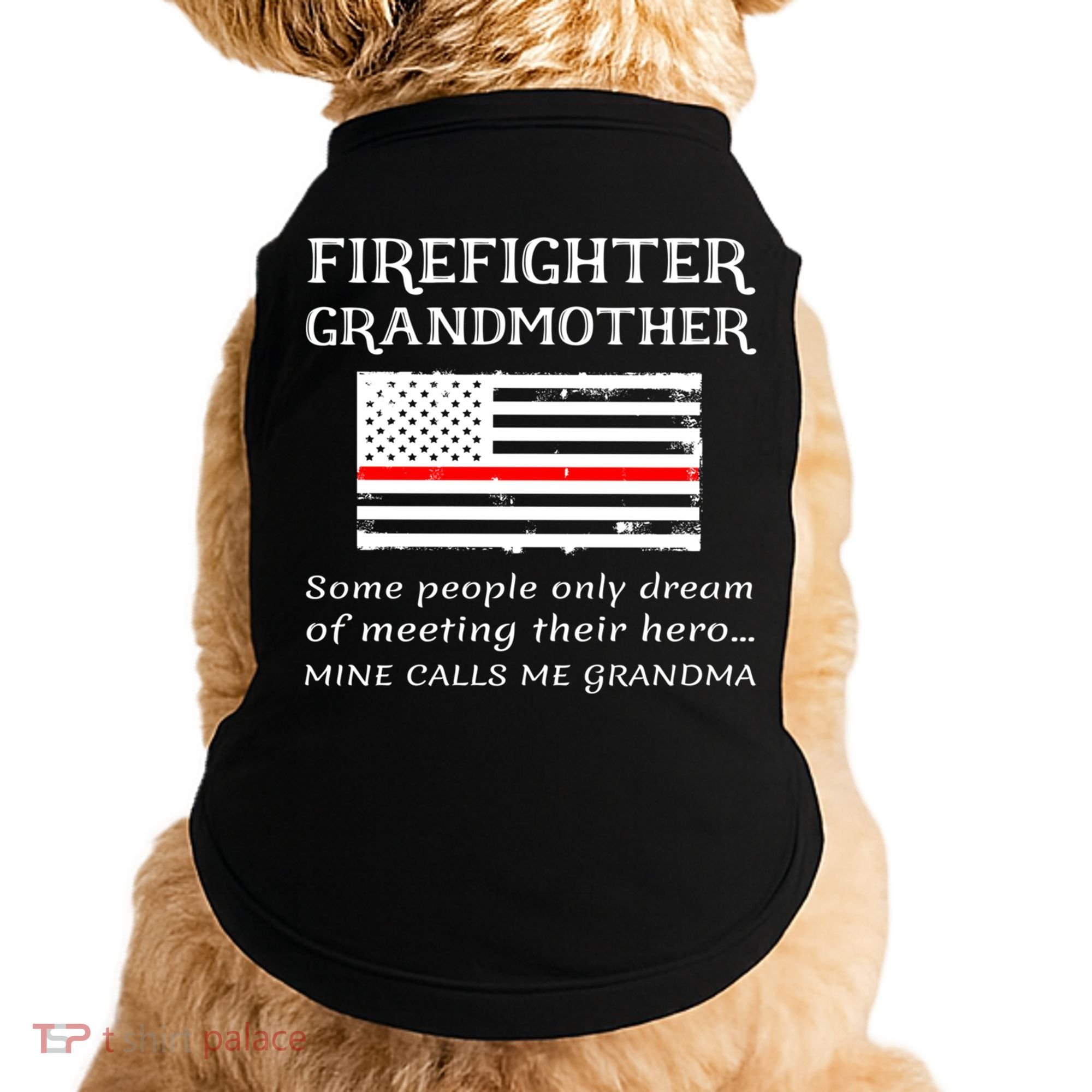 Proud Firefighter Grandmother Fire Fire Grandma Flag Cute Gift Doggie Tank