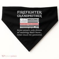 Proud Firefighter Grandmother Fire Fire Grandma Flag Cute Gift USA-Made Doggie Bandana thumb 0