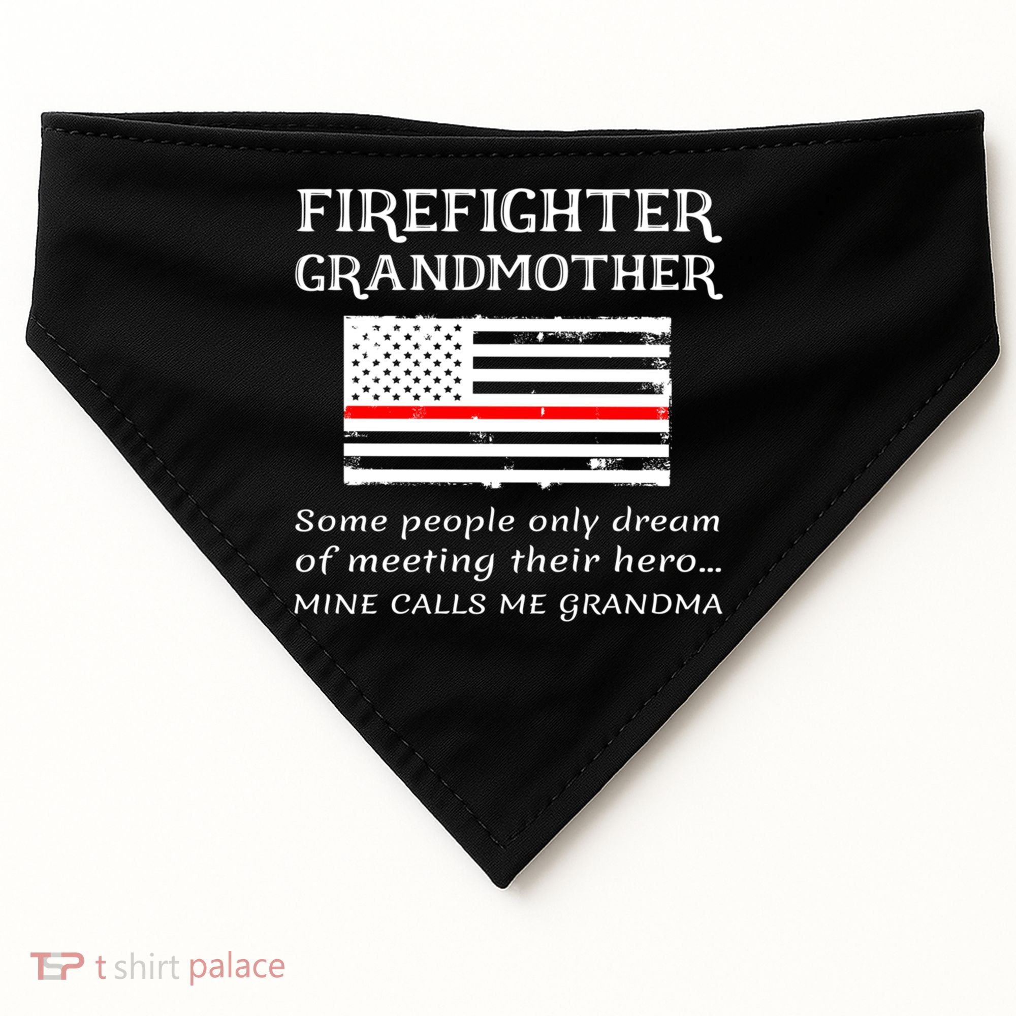 Proud Firefighter Grandmother Fire Fire Grandma Flag Cute Gift USA-Made Doggie Bandana