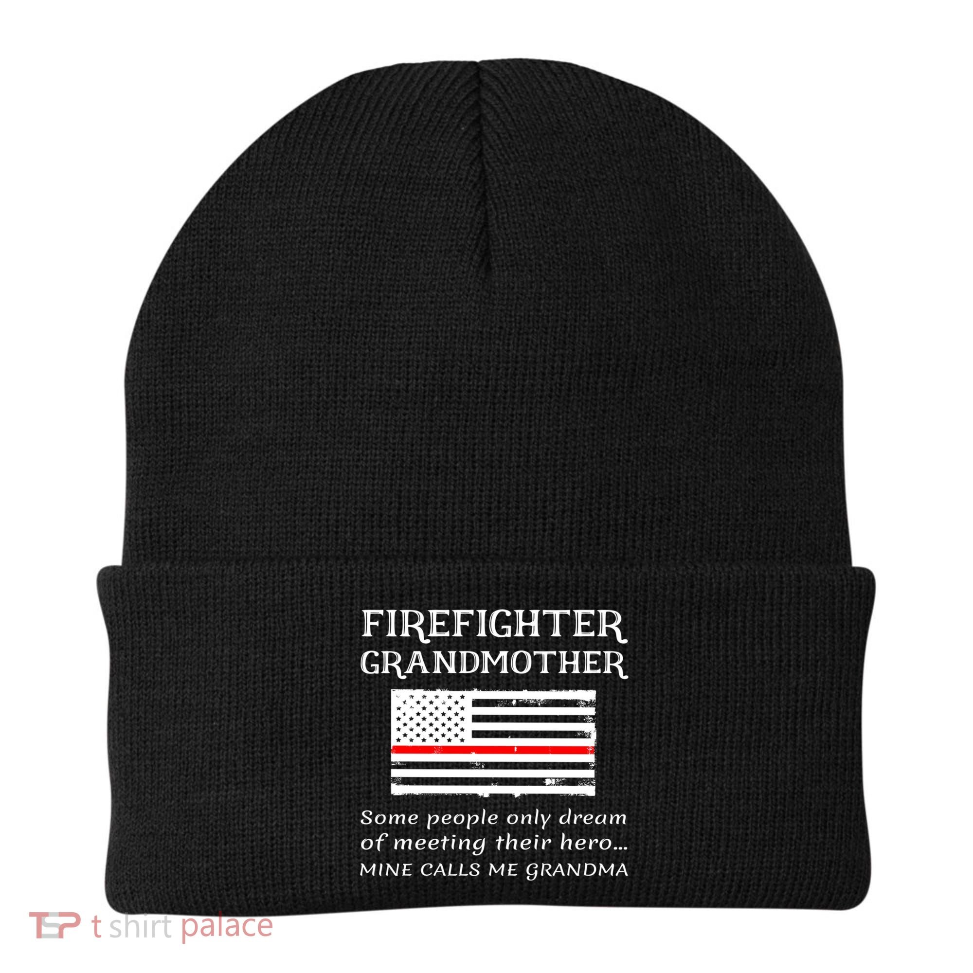 Proud Firefighter Grandmother Fire Fire Grandma Flag Cute Gift Beanie