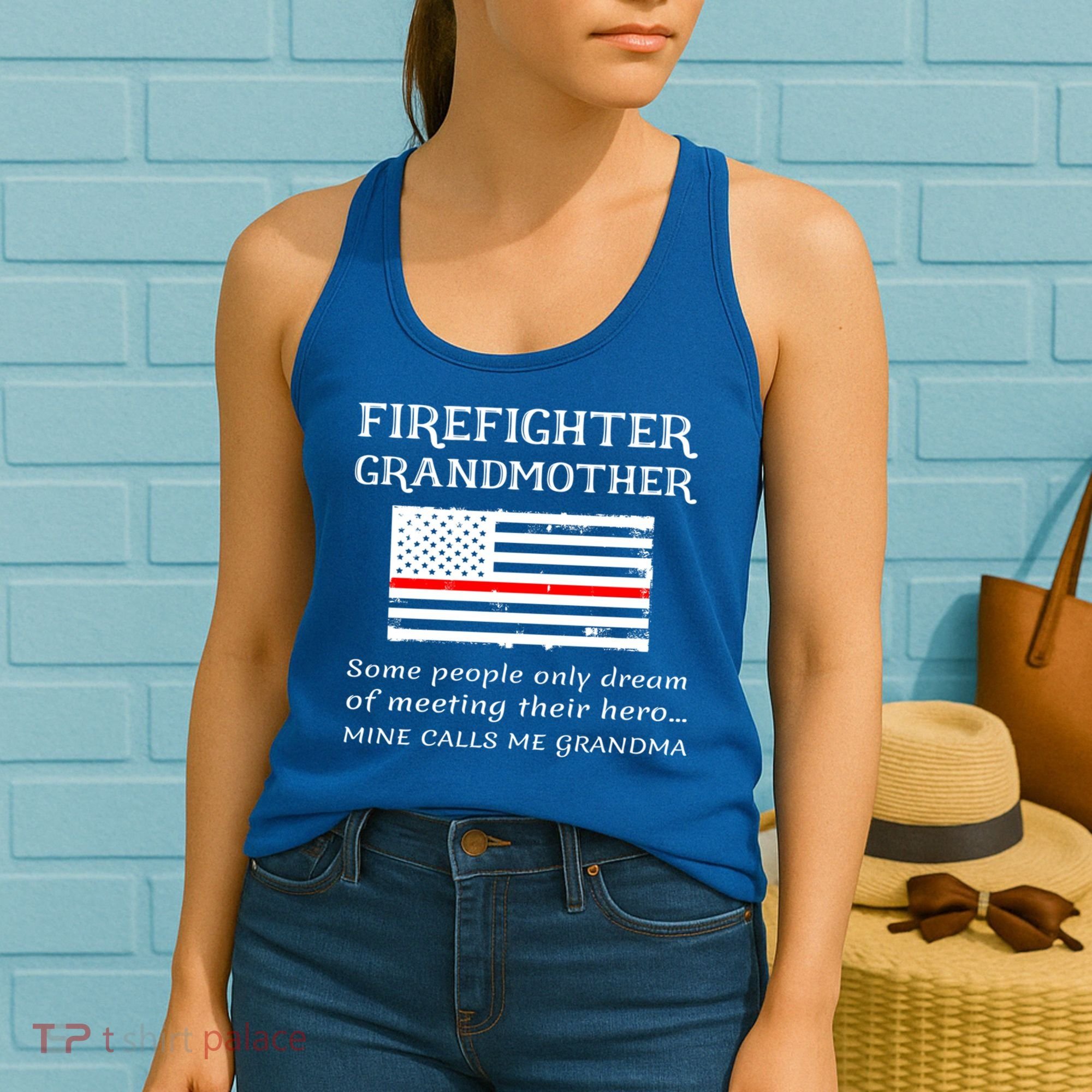 Proud Firefighter Grandmother Fire Fire Grandma Flag Cute Gift Women's Tank Top