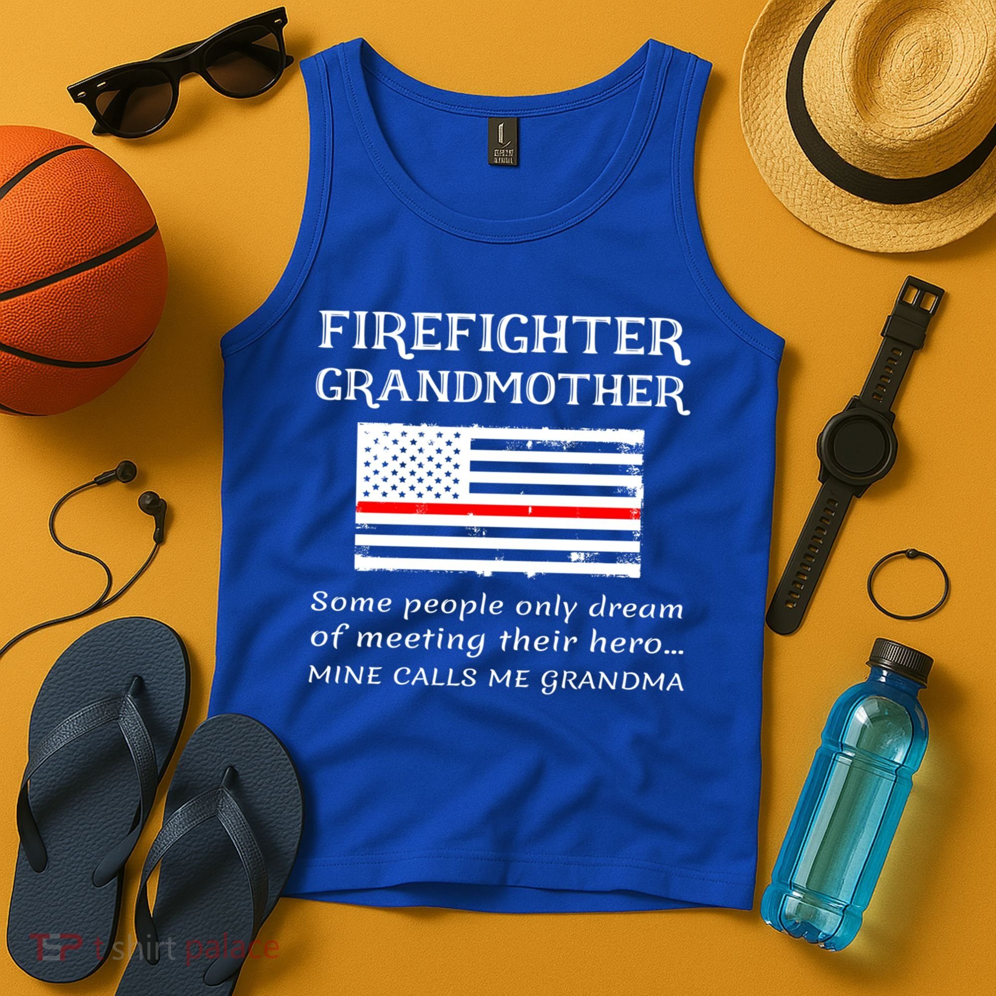 Proud Firefighter Grandmother Fire Fire Grandma Flag Cute Gift Tank Top