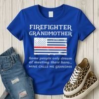 Proud Firefighter Grandmother Fire Fire Grandma Flag Cute Gift Women's T-Shirt thumb 3