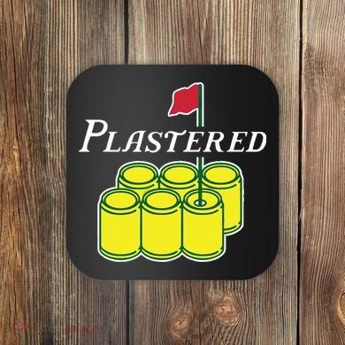 Plastered Funny Gold Beer Coaster
