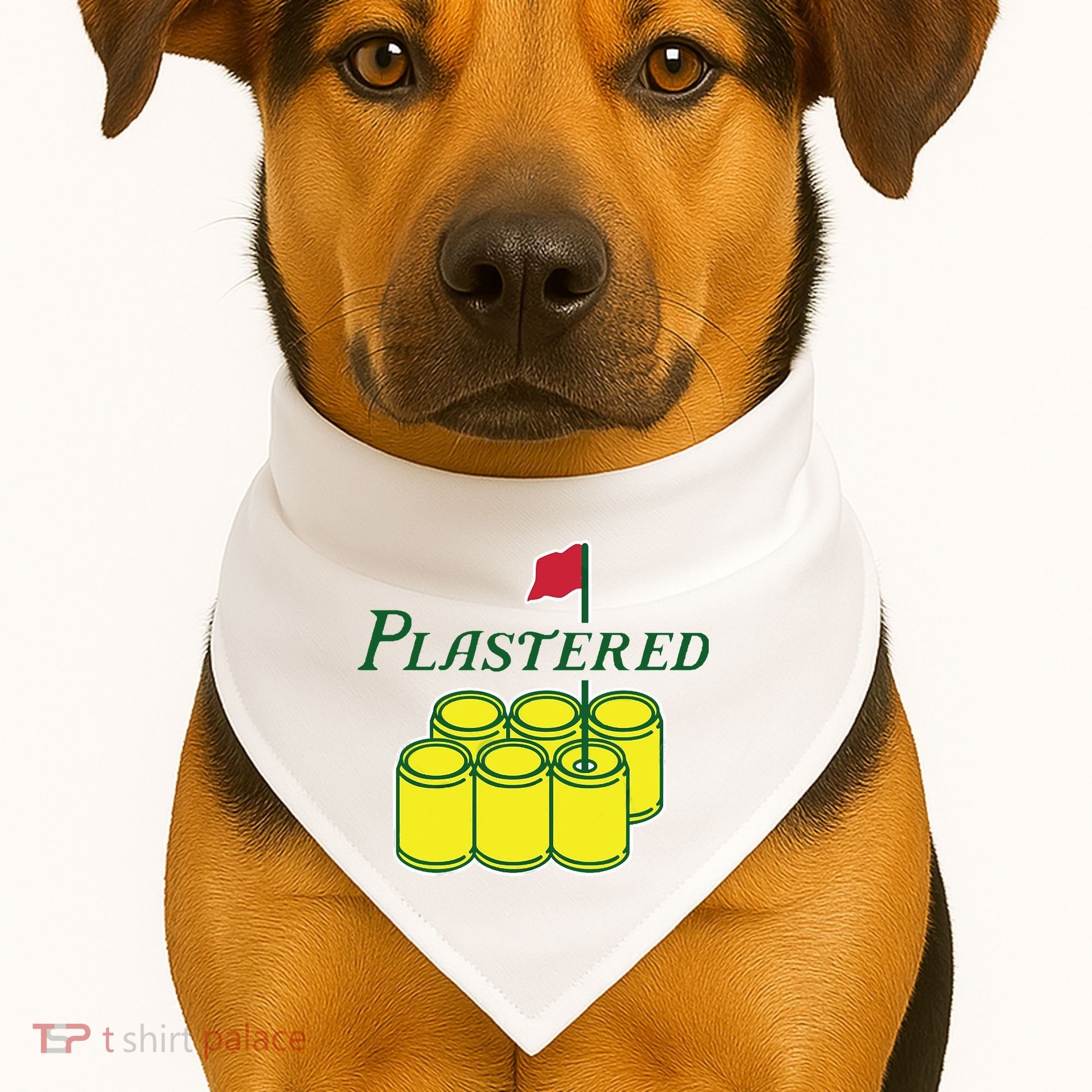 Plastered Funny Gold Beer USA-Made Doggie Bandana