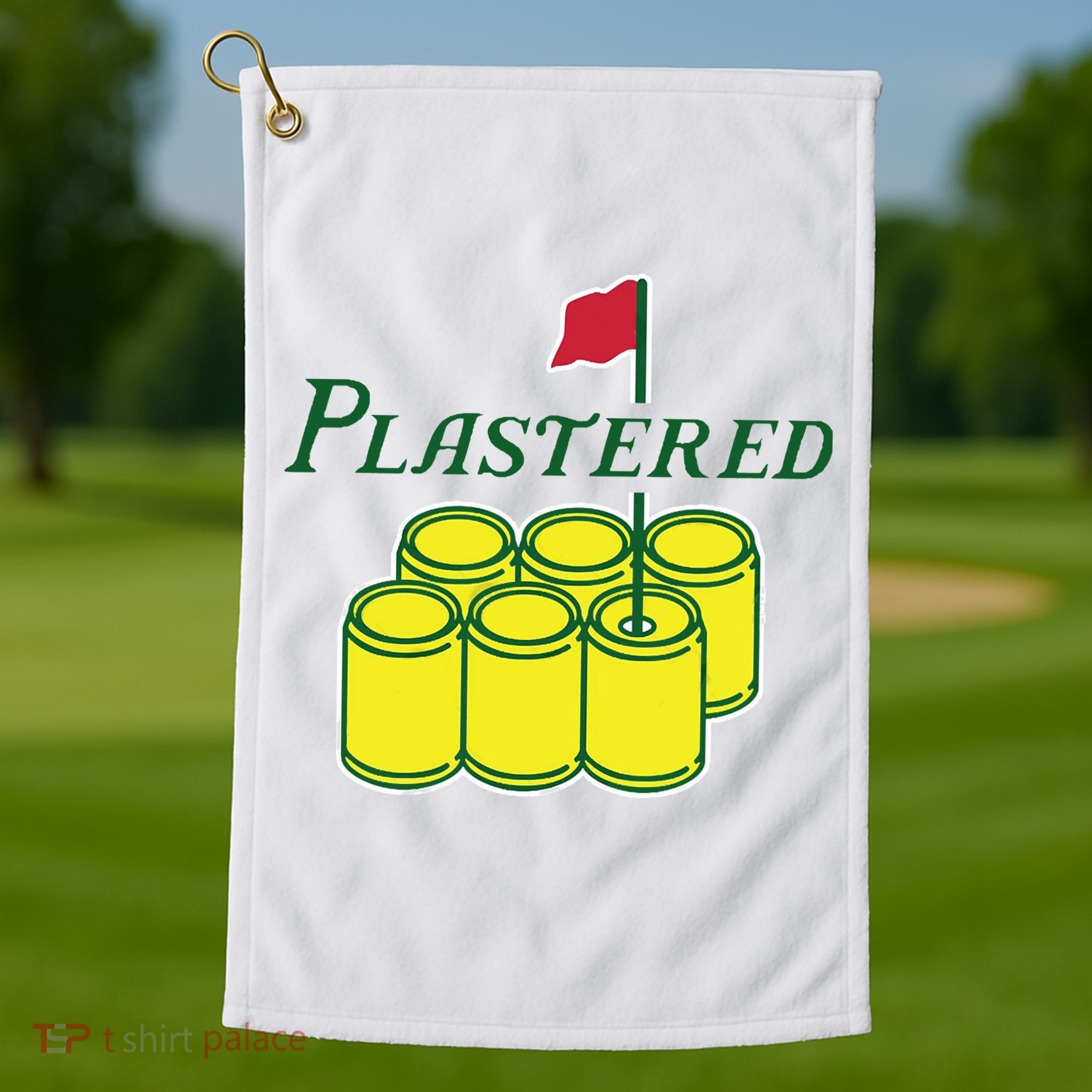 Plastered Funny Gold Beer Golf Towel