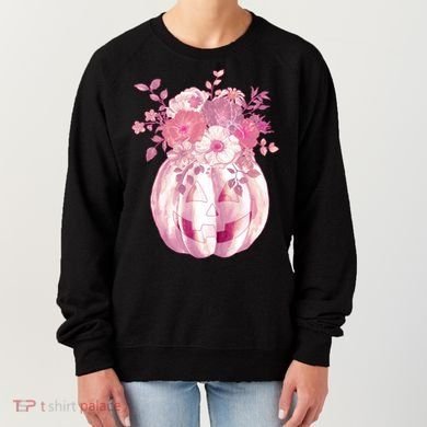Pastel Floral Halloween Pumpkin Jackolantern Women's Sweatshirt