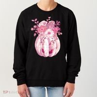 Pastel Floral Halloween Pumpkin Jackolantern Women's Sweatshirt thumb 0