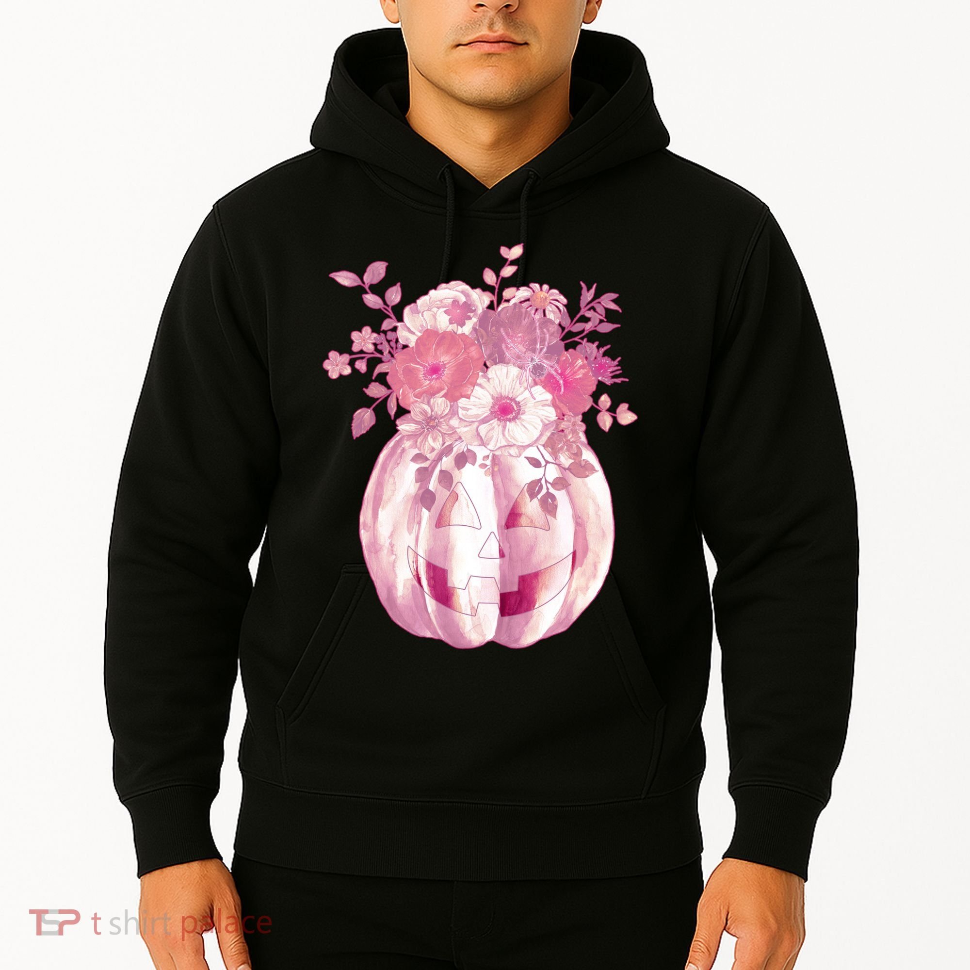 Pastel Floral Halloween Pumpkin Jackolantern Hoodie
