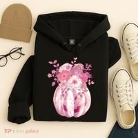 Pastel Floral Halloween Pumpkin Jackolantern Hoodie thumb 4