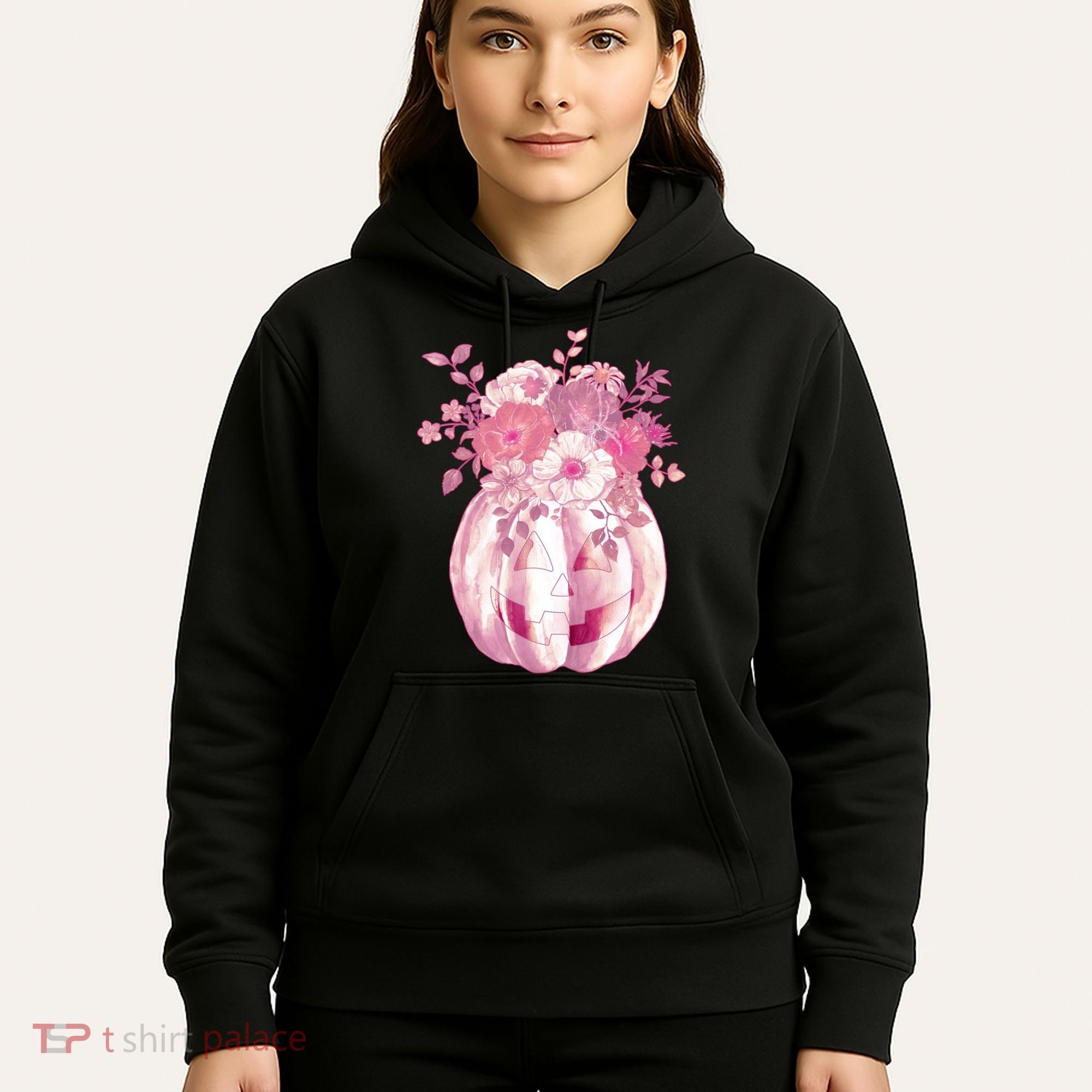 Pastel Floral Halloween Pumpkin Jackolantern Hoodie