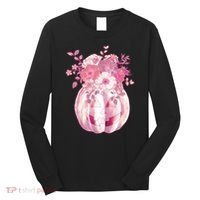 Pastel Floral Halloween Pumpkin Jackolantern Long Sleeve Shirt thumb 0