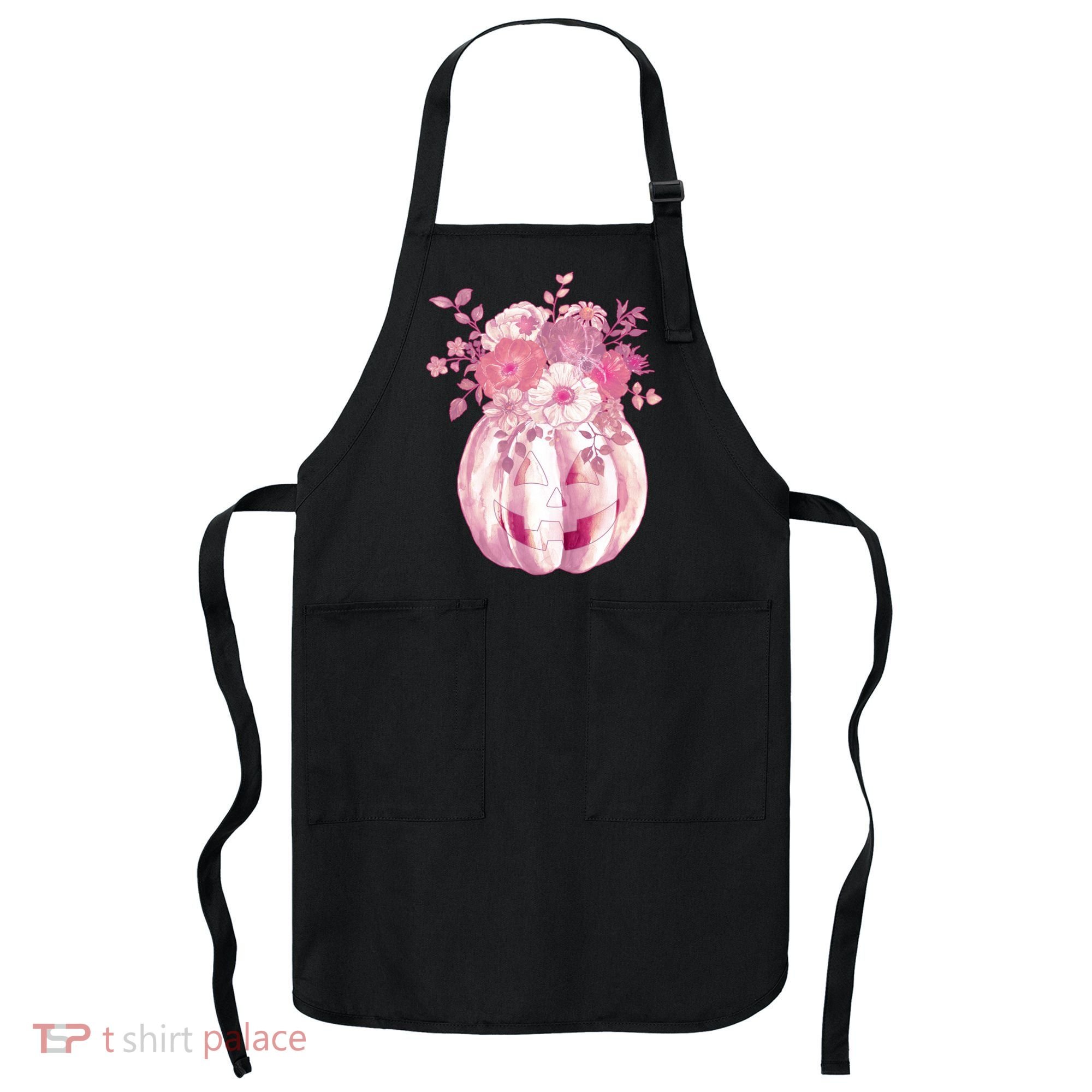 Pastel Floral Halloween Pumpkin Jackolantern Apron