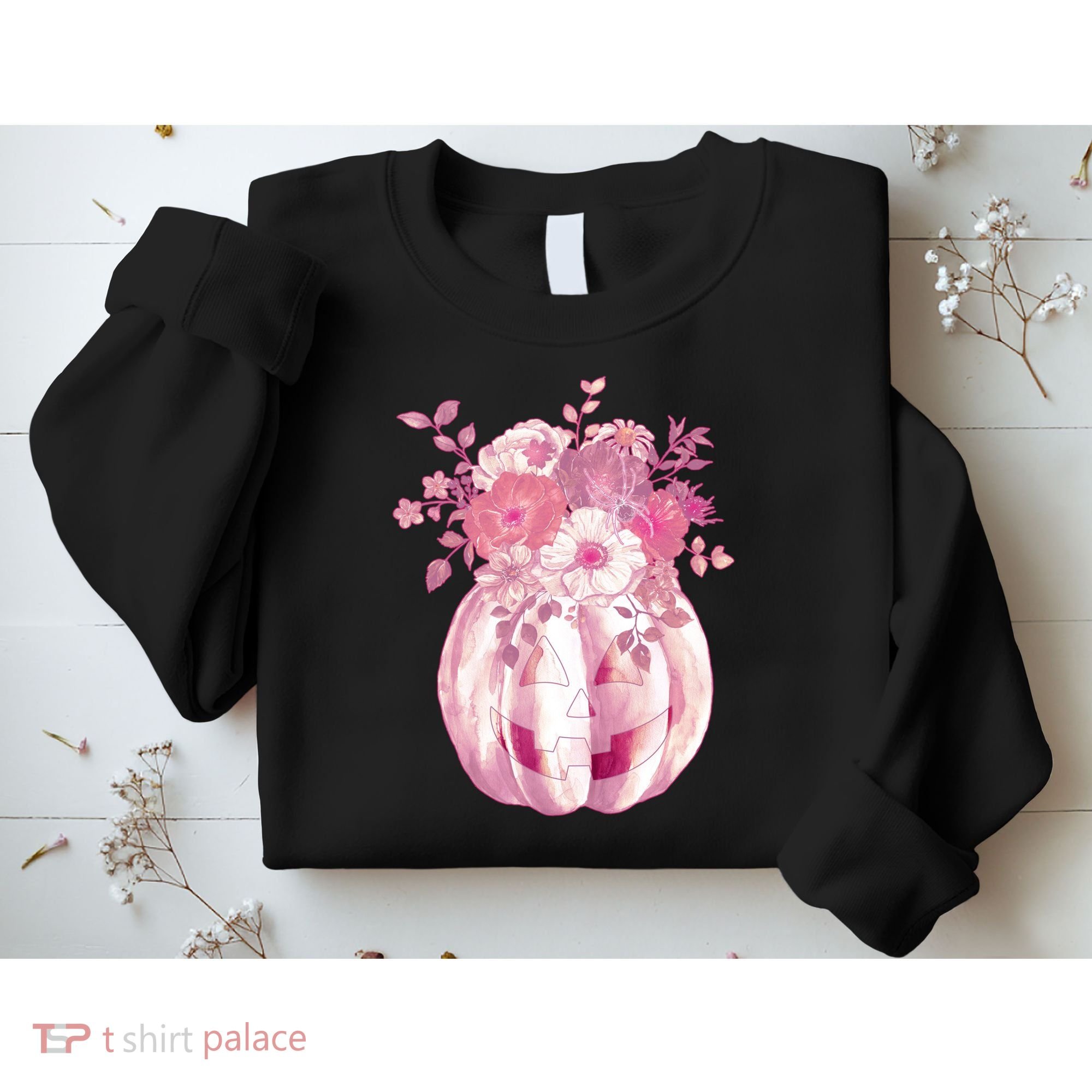 Pastel Floral Halloween Pumpkin Jackolantern Sweatshirt