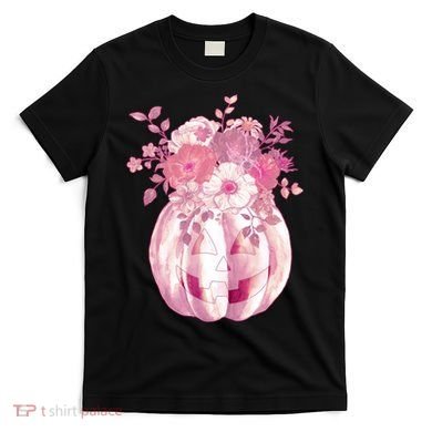 Pastel Floral Halloween Pumpkin Jackolantern T-Shirt