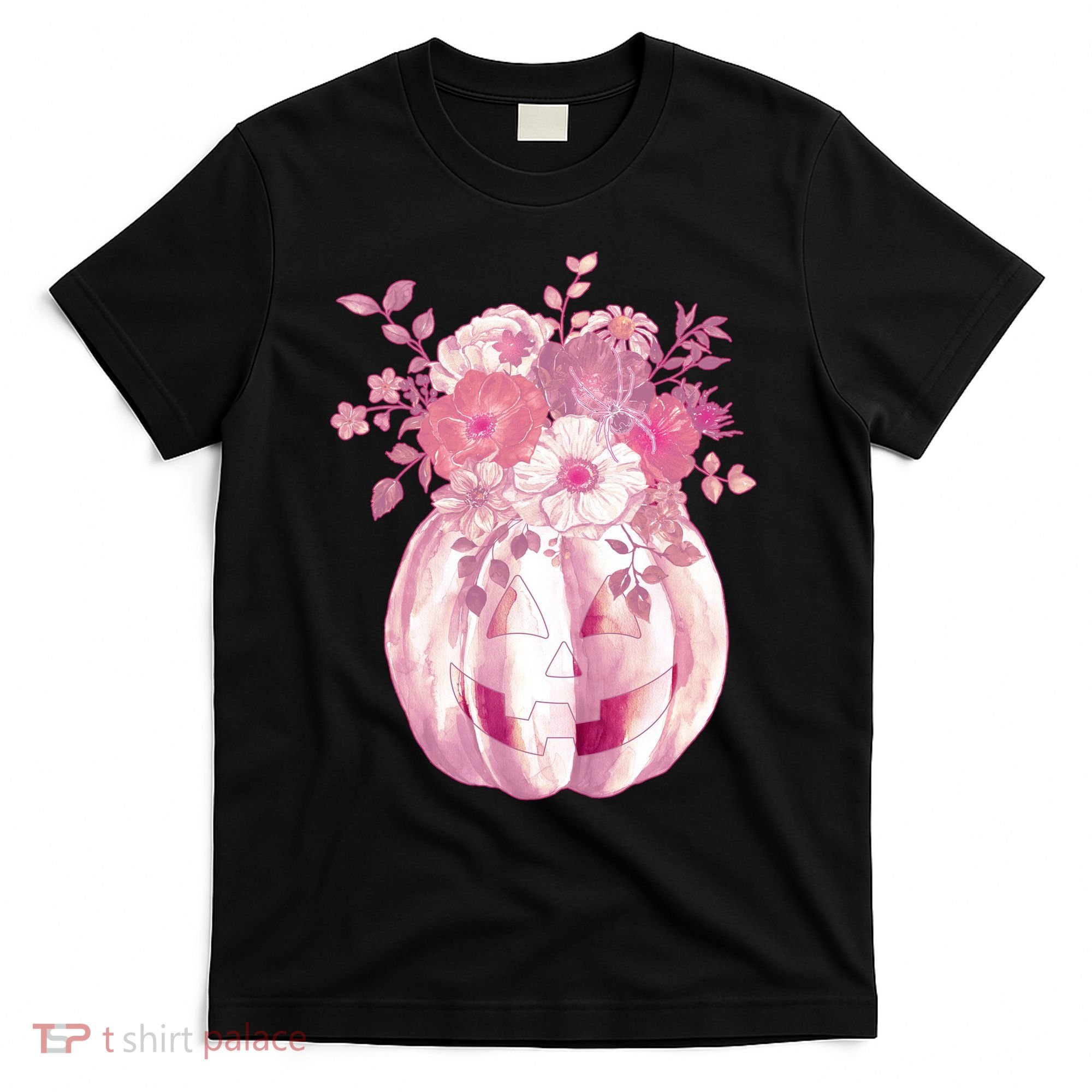 Pastel Floral Halloween Pumpkin Jackolantern T-Shirt
