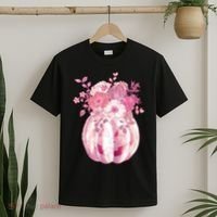 Pastel Floral Halloween Pumpkin Jackolantern T-Shirt thumb 2