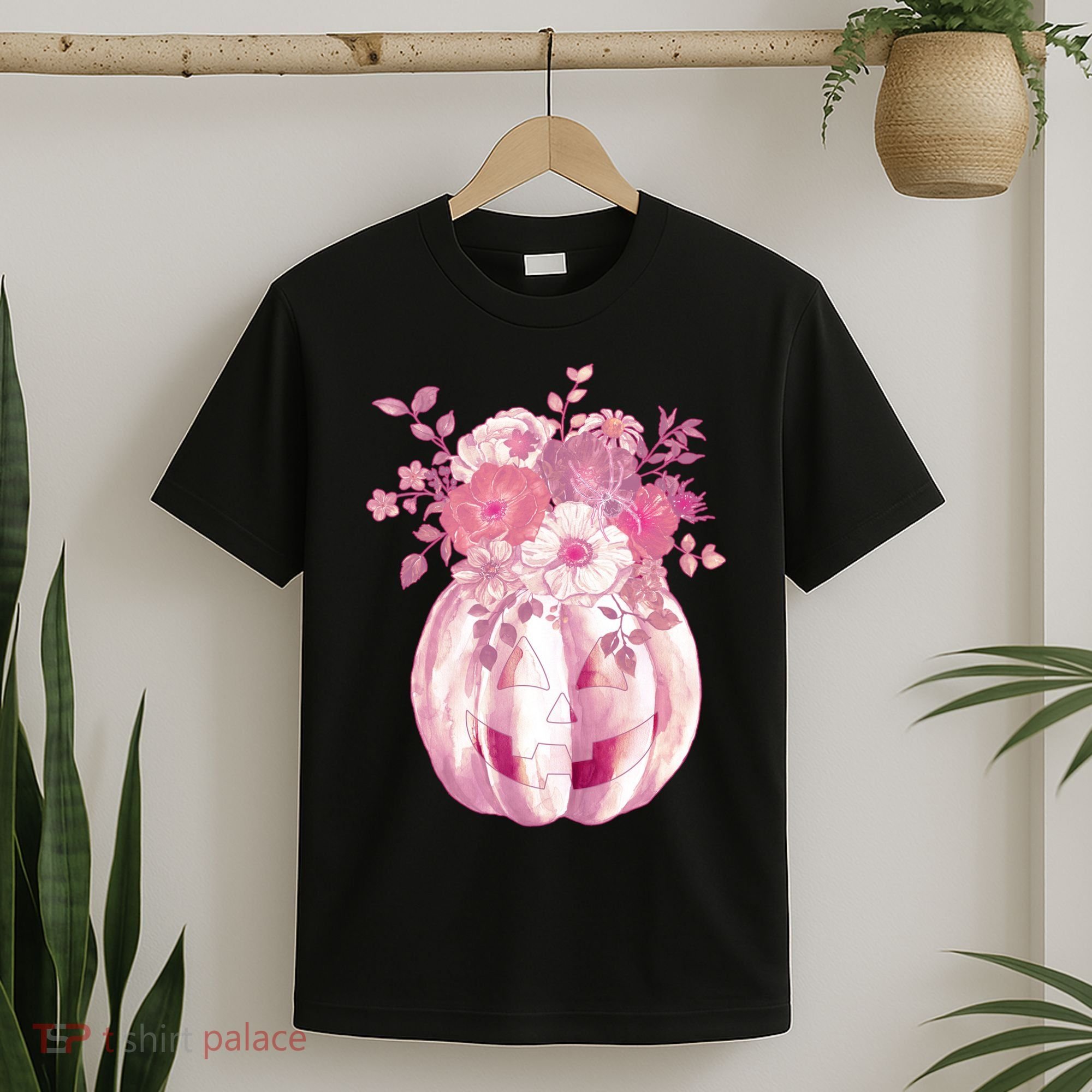 Pastel Floral Halloween Pumpkin Jackolantern T-Shirt