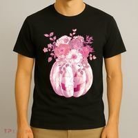 Pastel Floral Halloween Pumpkin Jackolantern T-Shirt thumb 3