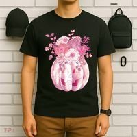 Pastel Floral Halloween Pumpkin Jackolantern T-Shirt thumb 6