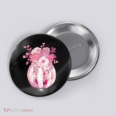 Pastel Floral Halloween Pumpkin Jackolantern Button