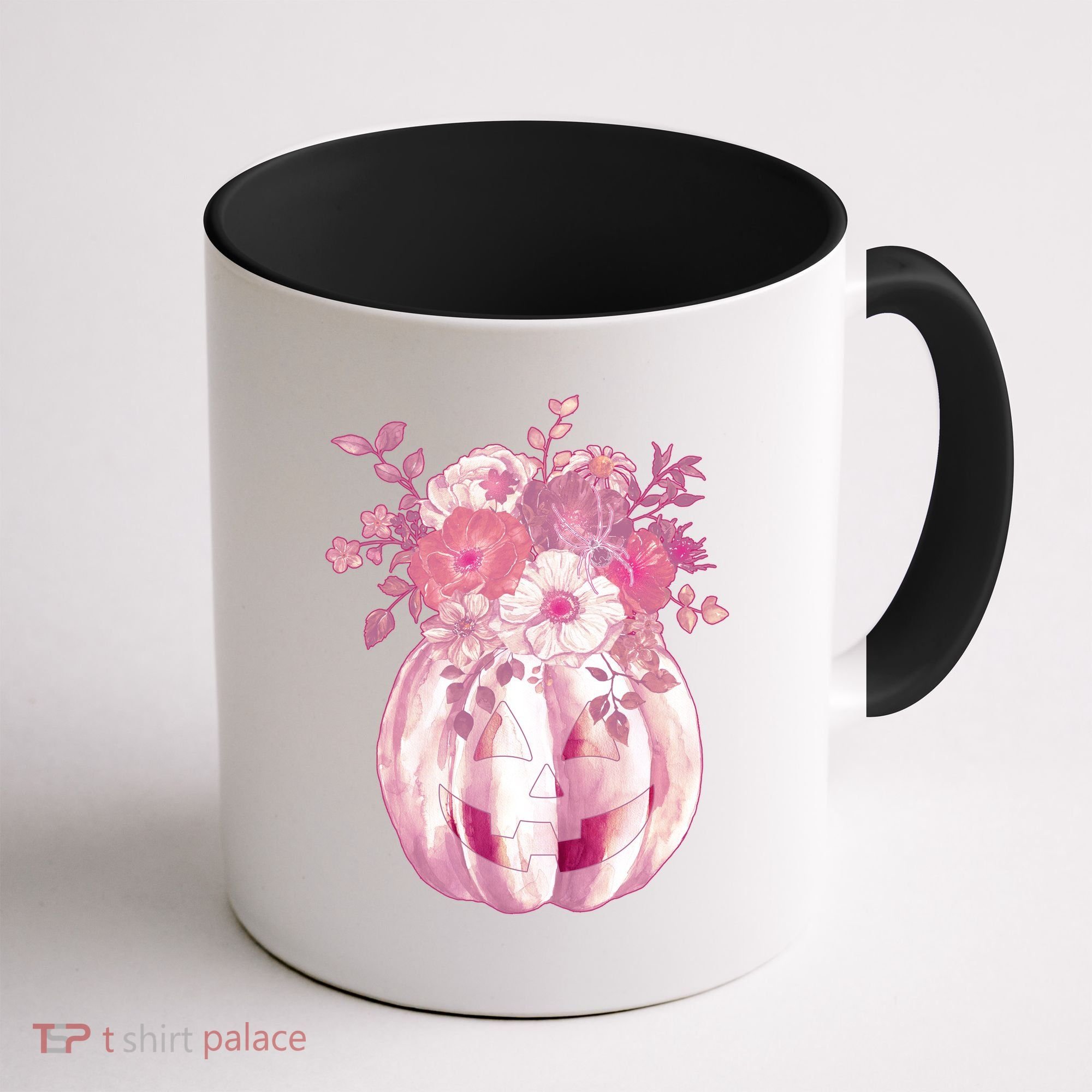 Pastel Floral Halloween Pumpkin Jackolantern Coffee Mug