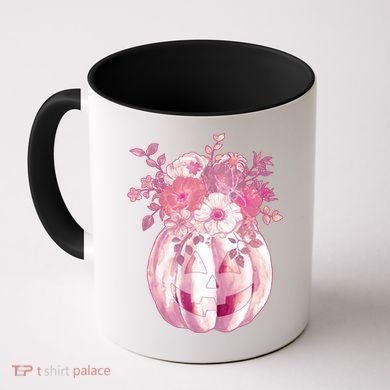 Pastel Floral Halloween Pumpkin Jackolantern Coffee Mug