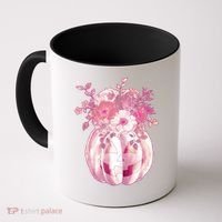 Pastel Floral Halloween Pumpkin Jackolantern Coffee Mug thumb 0