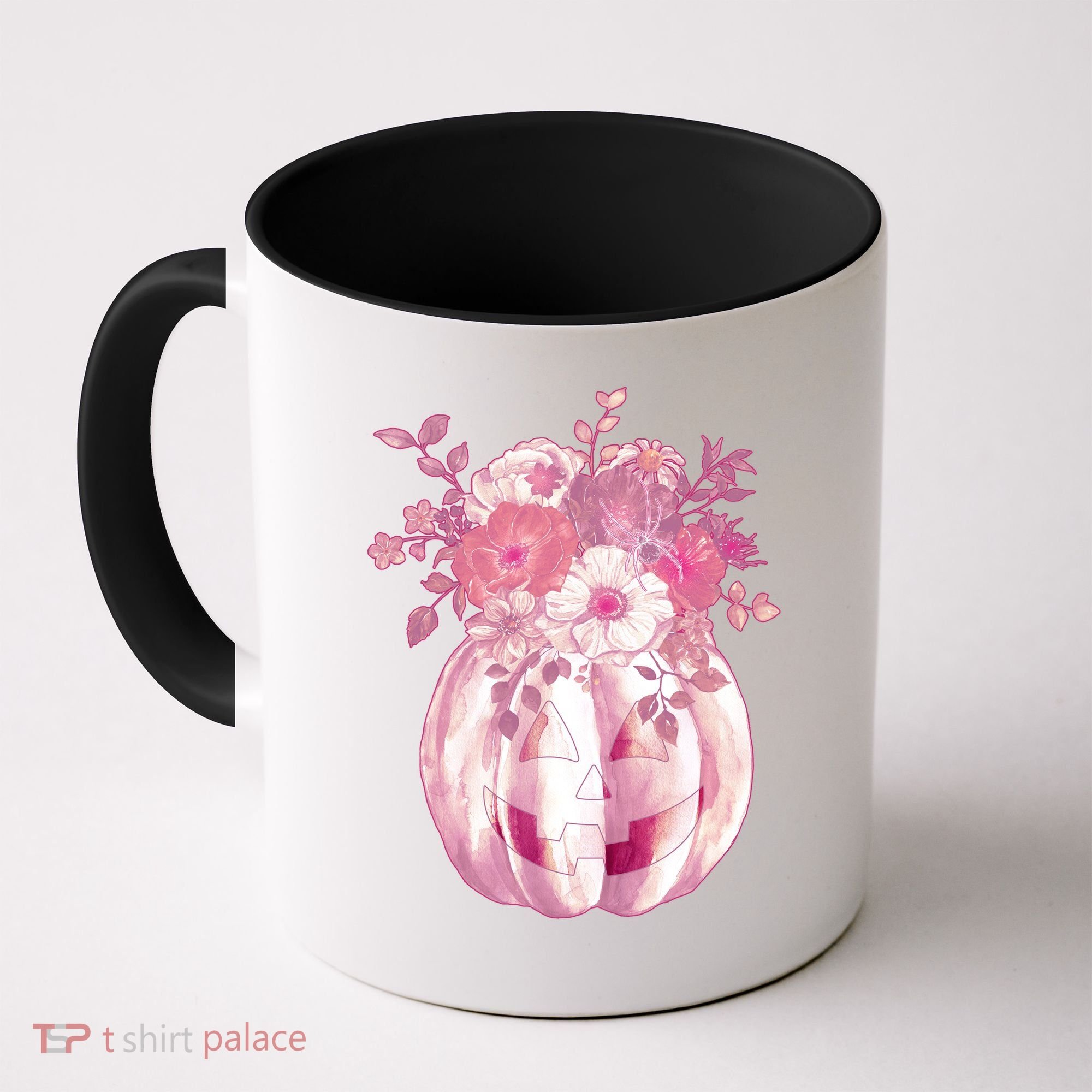 Pastel Floral Halloween Pumpkin Jackolantern Coffee Mug