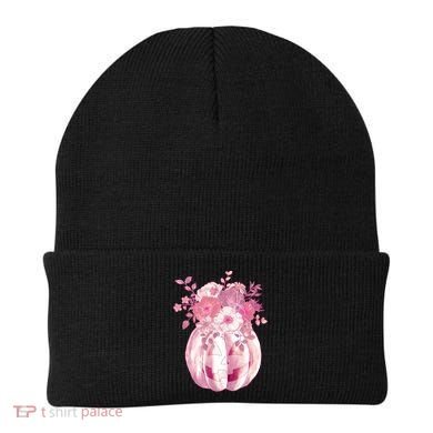 Pastel Floral Halloween Pumpkin Jackolantern Beanie