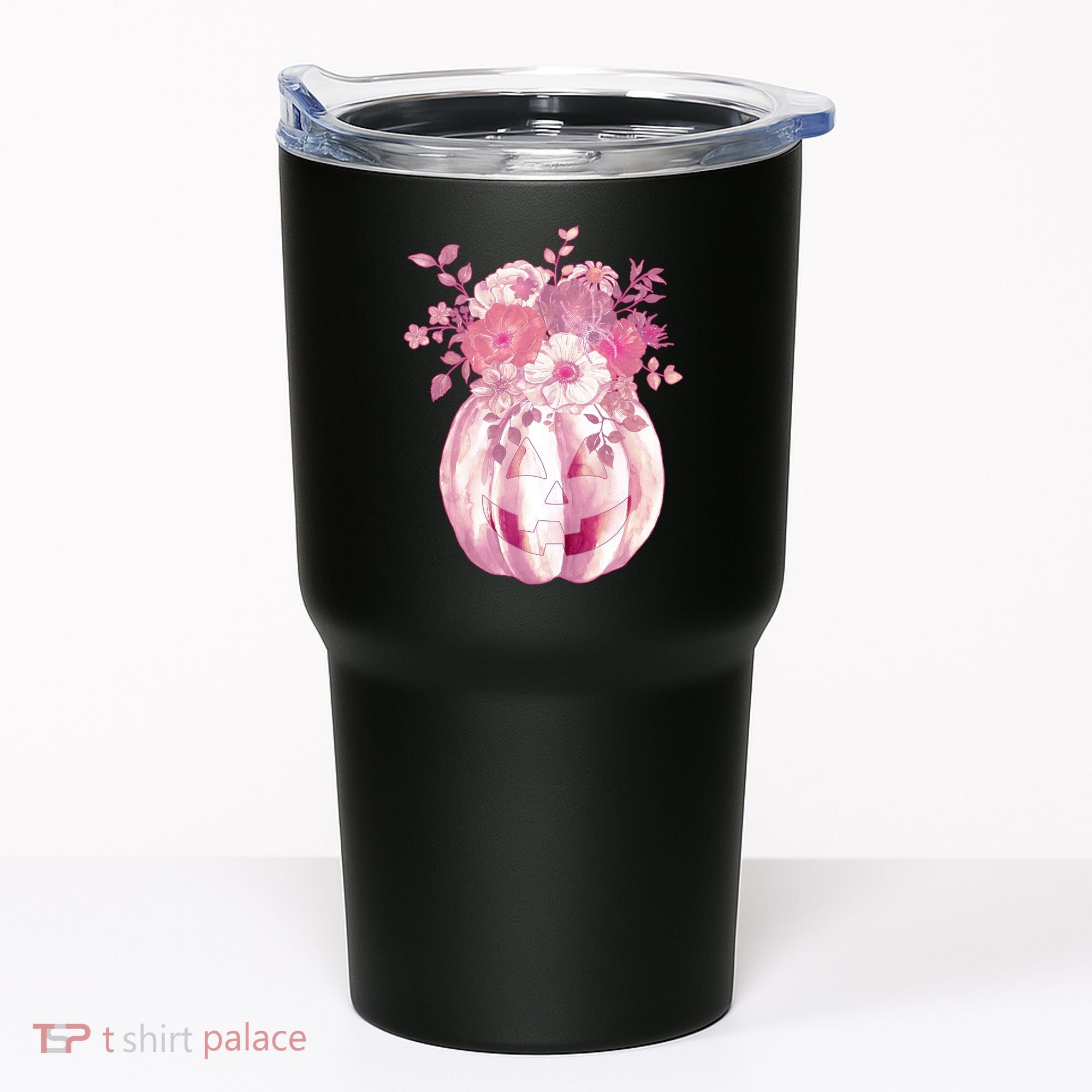 Pastel Floral Halloween Pumpkin Jackolantern Tumbler