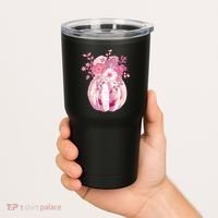 Pastel Floral Halloween Pumpkin Jackolantern Tumbler thumb 2