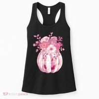 Pastel Floral Halloween Pumpkin Jackolantern Women's Tank Top thumb 0