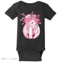 Pastel Floral Halloween Pumpkin Jackolantern Baby Bodysuit thumb 0