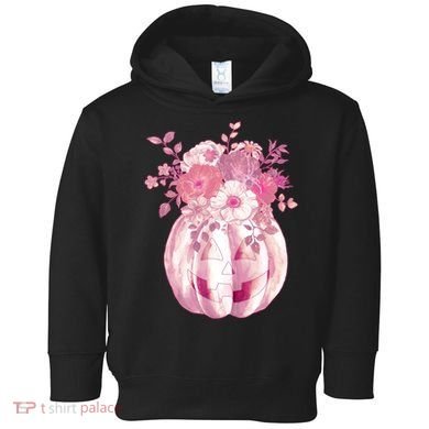 Pastel Floral Halloween Pumpkin Jackolantern Toddler Hoodie