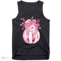Pastel Floral Halloween Pumpkin Jackolantern Tank Top thumb 0
