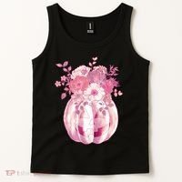 Pastel Floral Halloween Pumpkin Jackolantern Tank Top thumb 2