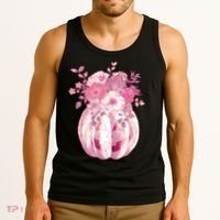 Pastel Floral Halloween Pumpkin Jackolantern Tank Top thumb 3