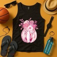 Pastel Floral Halloween Pumpkin Jackolantern Tank Top thumb 4