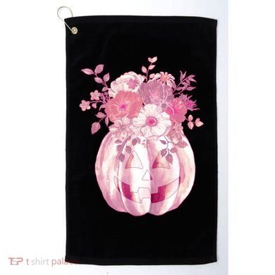 Pastel Floral Halloween Pumpkin Jackolantern Golf Towel