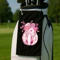 Pastel Floral Halloween Pumpkin Jackolantern Golf Towel thumb 2