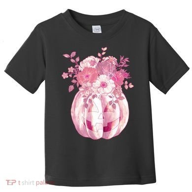 Pastel Floral Halloween Pumpkin Jackolantern Toddler T-Shirt