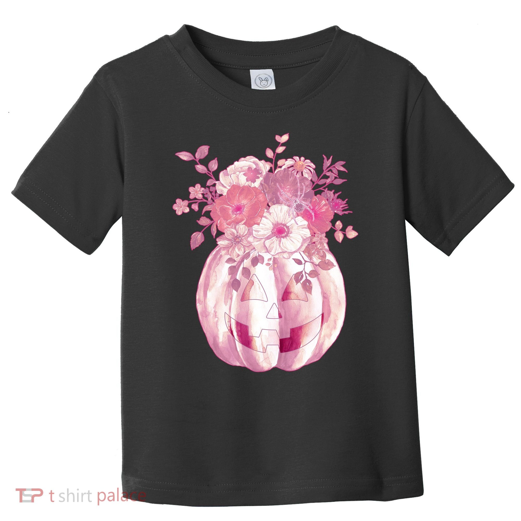 Pastel Floral Halloween Pumpkin Jackolantern Toddler T-Shirt