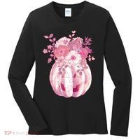 Pastel Floral Halloween Pumpkin Jackolantern Women's Long Sleeve Shirt thumb 0