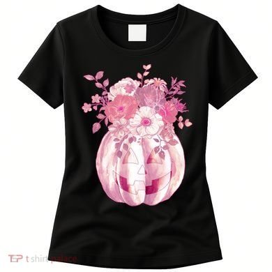 Pastel Floral Halloween Pumpkin Jackolantern Women's T-Shirt