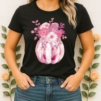 Pastel Floral Halloween Pumpkin Jackolantern Women's T-Shirt thumb 2