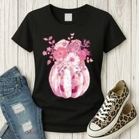 Pastel Floral Halloween Pumpkin Jackolantern Women's T-Shirt thumb 3