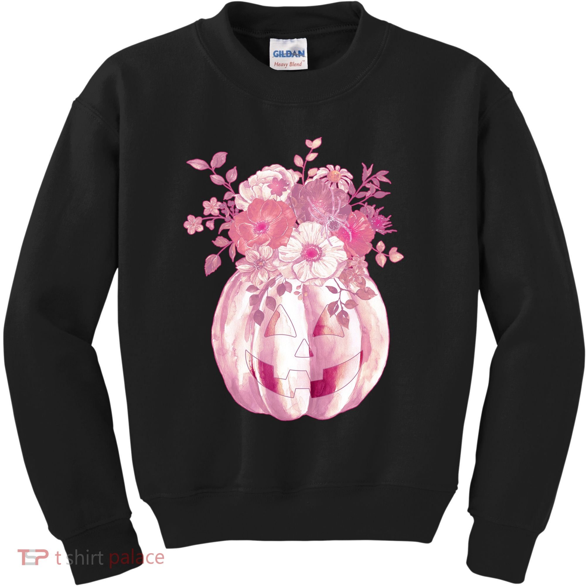 Pastel Floral Halloween Pumpkin Jackolantern Kids Sweatshirt