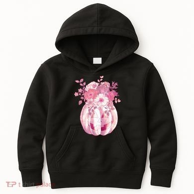 Pastel Floral Halloween Pumpkin Jackolantern Kids Hoodie
